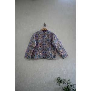 Chaqueta Acolchada con Botones, Estampado Floral Tejido a Mano en Algodón, Ligera, Cálida, de Manga Larga, Reversible, Ecológica, para Invierno - Product Image 2