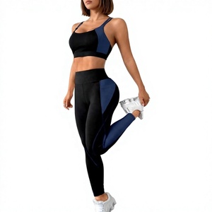 Ensemble deux pièces de yoga pour femme, dernière conception, personnalisé, grande taille, léger, écologique, séchage rapide, maintien élevé, couleur unie, avec cordon de serrage - Product Image 2