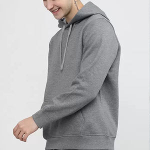 Sweat à capuche personnalisé OEM pour homme, broderie personnalisée, couleurs personnalisées, gris chiné, molleton épais, coupe oversize, épaules tombantes, streetwear - Product Image 3