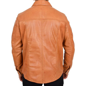 Camisa de cuero de moda para hombre hecha a medida Camisa de moda de cuero para hombre Camisa de cuero de ajuste casual Producto de Venta caliente de alta calidad - Product Image 3