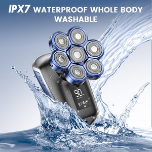 Kit de rasage électrique 7-en-1 pour hommes, étanche IPX7, utilisation humide et sèche, rasoir rotatif rechargeable par USB, sans fil, pour le corps - Product Image 5