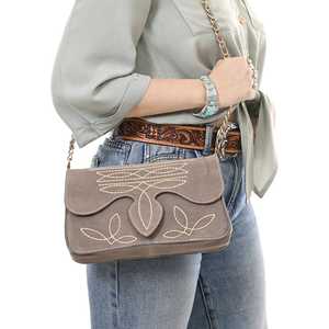 Bolso de cuero de ante de vaquera para mujer de calidad superior, bolso bandolera cosido para botas, bolso de cuero de vaca genuino - Product Image 4