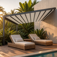 Pergola motorisée rétractable et pliable en aluminium, auvent imperméable avec éclairage LED pour patio, jardin, balcon, terrasse, villa, cour