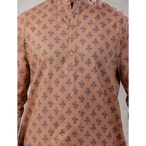 Kurta court en coton imprimé décontracté pour hommes avec manches longues - Product Image 2