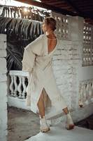Robe de déesse extrêmement blanche frange mariage robe caftan gitane taille unique robe de festival à dos ouvert pour belle femme dame fille