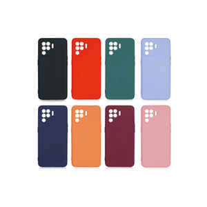 Coque de protection en silicone liquide premium Oppo Reno 5 Lite, série HRMN Mara, bleu marine, coque arrière en silicone souple, styles INS - Product Image 3