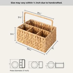 Handmade water hyacinth cutlery holder <b>with</b> <b>handle</b> Handmade Storage <b>Basket</b> Wholesale eco-friendly Made in Vietnam - Product Image 5