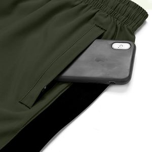 Pantalones cortos de gimnasio personalizados OEM para hombre, poliéster negro, patrón sólido, teñido liso, transpirable, cierre elástico medio, entrenamiento deportivo para Fitness - Product Image 4