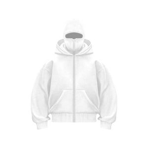 Sweat à capuche personnalisé 100% coton cagoule pour hommes poids lourd surdimensionné Double capuche avec fermeture éclair et épaule tombante sweats pour hommes - Product Image 1