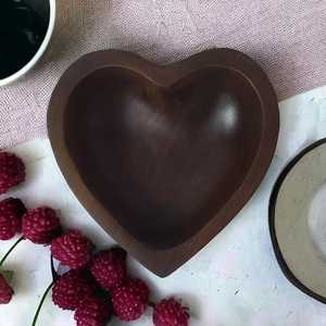 En forma de corazón hecho a mano marrón de alta calidad decoración del hogar boda contenedores de velas vacías cuenco de madera de relleno de cera para decoración del hogar - Product Image 5