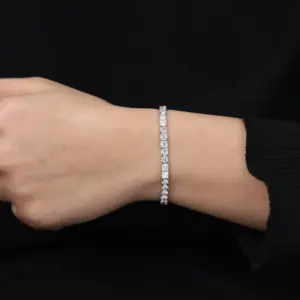 Round Cut Lab Grown Diamond Sterling <b>Silver</b> & Gold Tennis <b>Bracelet</b> 10.12 TCW VS Clarity EF Color Hallmarked Elegant Luxurious - Product Image 5