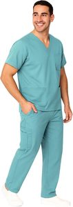 Traje profesional para hombre con pantalones de cintura ajustable y top de manga corta para uso en hospitales y laboratorios - Product Image 4