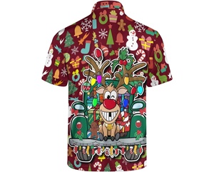 เสื้อโปโลแขนสั้นลายกวางเรนเดียร์คริสต์มาสสำหรับผู้ชาย ลายการ์ตูน สวมใส่สบาย ผลิตจากโพลีเอสเตอร์ 100% เหมาะสำหรับกิจกรรมกลางแจ้ง แบบซับลิเมชั่น - Product Image 2