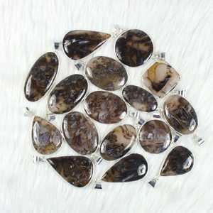 Pendentif en agate de bâton turc naturel de haute qualité cabochon de pierres précieuses de Bohème réglage de lunette de bijoux approvisionnement en gros au détail - Product Image 1