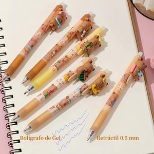 Stylos gel bleus effaçables avec motif Capybara pour l'école et le bureau - Product Image 3