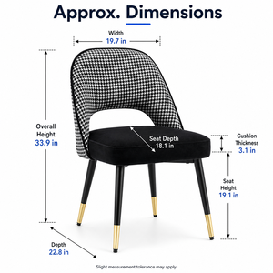 <span class=keywords><strong>Chaise</strong></span> de <span class=keywords><strong>salle</strong></span> à <span class=keywords><strong>manger</strong></span> rembourrée moderne DM avec dossier ouvert arqué, coussin épais, pieds en métal <span class=keywords><strong>noir</strong></span> et embouts dorés - Product Image 2
