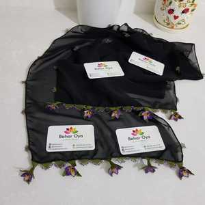 İğne Oyası Çiçekli Fular Menekşe Krem Ve Siyah Rengi Moda Eksiksizlikler - Product Image 1