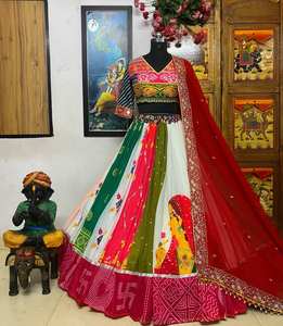 Diseñador Muselina Algodón Digital Impreso y Espejo Real Bordado Trabajo Lehenga Choli Con Bordado Trabajo Encaje Trabajo Dupatta - Product Image 5