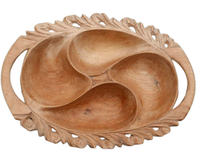 Handmade Eco-Friendly Walnut Wooden Platter 4 Columned <b>Floral</b> Serving Tray Classic Decor for Dining Entryway Tables for Serving - Product Image 1