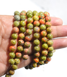 Cuentas de piedras preciosas de unakita verde Natural de alta calidad de grado AAA, cuentas redondas de piedra de 8mm para la fabricación de joyas - Product Image 3