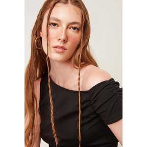 เสื้อเบลาส์คอกลมลำลอง แต่งจีบด้านหน้า แขนสั้นปักโลโก้ ผ้าฝ้าย 100% - Product Image 2