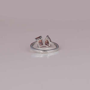 Luxury Two Stones Pear Radiant Cut Diamond Ring Custom Lab Grown Diamond 14K <b>Solid</b> Gold Fine Jewelry Gift for Women New Look - Product Image 4