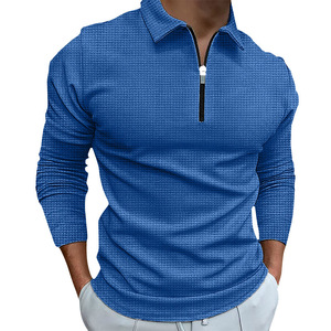 Polo de golf à col rabattu et fermeture éclair pour hommes, disponible sur mesure, avec service OEM, chemise en tricot à manches courtes printemps-été - Product Image 3