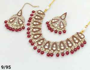 Most Trendy Jewellery For <b>Indian</b> Wedding Function CZ Stone Studded With Pearl Work <b>Necklace</b> <b>Set</b> Earrings & Mangtika <b>Set</b> - Product Image 2