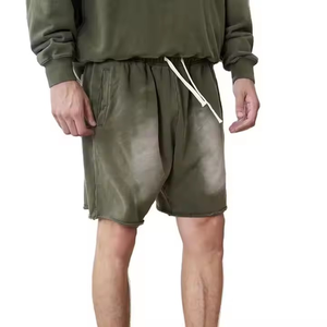 Nouveauté Logo brodé, meilleur fabricant, customVintage, short délavé à l'acide, OEM, short en polaire éponge française, sweat à bord brut - Product Image 5