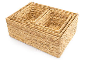 American Style Seagrass Storage Basket Hand-Woven Water Hyacinth Woven Basket Lacquer Finish Includes PC <b>Wicker</b> <b>Bins</b> for Home - Product Image 3