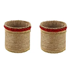 Handgemaakte Jute Pen Stand Desk Organizer Pennenhouder Potlood Houder Handgemaakt Door Adiba Home Decor