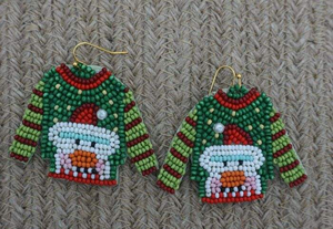 Pendientes de Diseño de Gato Negro de Moda, Bordados, por Proveedor Indio, Joyería de Cuentas de Mar, Acabado en Acero Inoxidable Plateado, para Mujer - Product Image 4