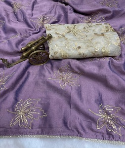 Ropa Étnica India, Seda Vichitra Suave con Bordado de Lentejuelas y Borde de Encaje Preconfeccionado, Colecciones de Saris para Mujer - Product Image 1