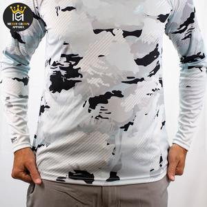 Cómodo hecho a medida de talla grande ropa de calle tela de algodón pesado sublimación nuevo diseño de manga larga cuello redondo hombres camisas de pesca - Product Image 5