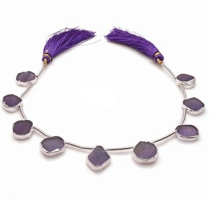 Cuentas sueltas de forma libre de amatista galvanizada de plata, cuentas de piedra de cristal de hebra de 9 pulgadas para hacer joyas, cuentas ásperas - Product Image 2