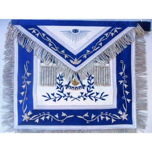 Tablier maçonnique brodé à la main à bas prix Tablier maçonnique à bordure en soie bleue - Product Image 4