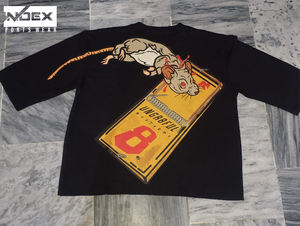 T-shirts délavés à l'acide de grande taille pour hommes de haute qualité 100% coton épais en détresse soleil fané pour peigné personnalisable - Product Image 4