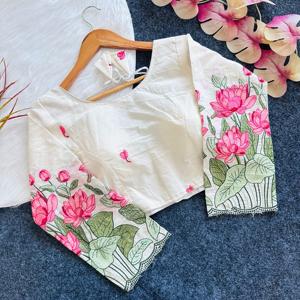 Vente chaude Belle Dressing Fancy Outfit Heavy Khaadi Cotton With Golden Embroidery Work Blouse Fournisseur et exportateur indiens - Product Image 2