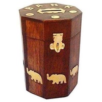 Tirelire ovale en bois et métal, design unique, haute qualité, classique, article promotionnel haut de gamme, décoration d'intérieur, fait main