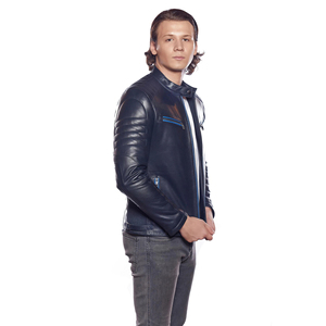 Custom New Arrival Winter Vintage <b>Brown</b> 100% Cowhide Slim Fashion Canvas <b>Jacket</b> for Men Genuine <b>Leather</b> Windproof Waterproof - Product Image 2