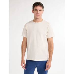 Beige 300g Camiseta de manga corta de algodón pesado Verano Cuello redondo Camisa suelta y base para hombres Mujeres Camiseta básica - Product Image 1