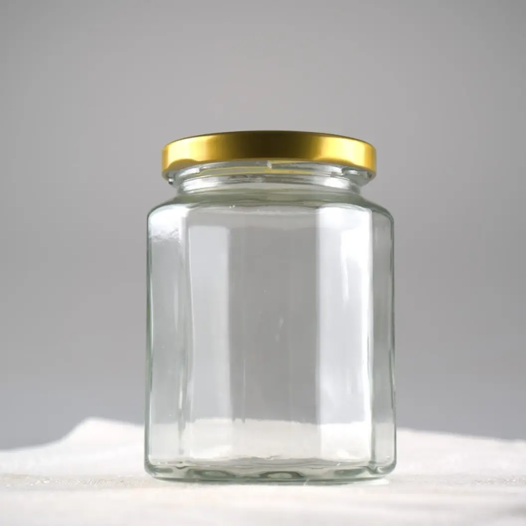 気密蓋付き多角形ガラス食品容器ガラス瓶ボトル収納