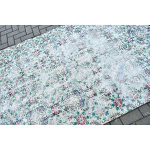 Alfombra Vintage de 4.8x8.1 pies, Alfombra Turca, Alfombra de Lana Blanca con Diseño Floral - Product Image 5