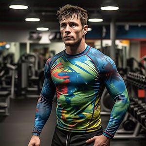 Sublimación personalizada Compresión Rash Guard Hombres Entrenamiento Atlético Deportes Agua Rash Guard Camisas de secado rápido - Product Image 1