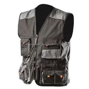 High Visibility Zipper Front Safety Vest Reflective Construction Workwear Reflective Basic Surveyor Safety Vest With 4 Pocket