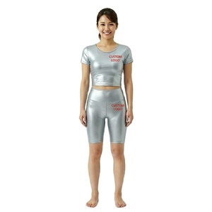 Conjunto de Ropa Deportiva de Verano con Logotipo Personalizado, Camiseta y Pantalones Cortos para Mujer, Conjunto de Yoga de Dos Piezas para Mujer, Ropa de Fitness - Product Image 1