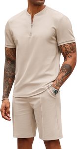 Survêtement de jogging Ensemble de sport Vêtements décontractés 2 pièces avec quart de fermeture éclair et manches - Product Image 3