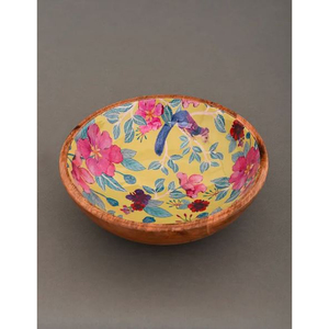 Cuencos de mezcla para servir de madera con estampado de esmalte adhesivo para ensalada de frutas, sopa, forma redondeada, ensaladeras de madera de Acacia, cuenco personalizado - Product Image 6