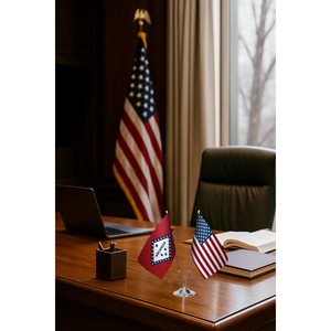 Arkansas & U.S. Custom Desk <b>Flag</b> Set Satin Plastic Polyester & Silk with Digital Printing Aluminum <b>Pole</b> <b>for</b> Education Use - Product Image 3