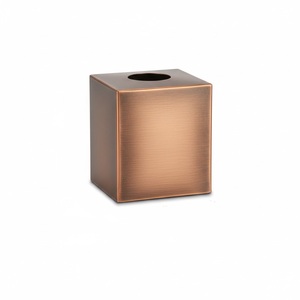 Boîte à mouchoirs carrée en métal de haute qualité, finition cuivre antique, porte-mouchoirs moderne de style boutique pour salle de bain et bureau à domicile - Product Image 1
